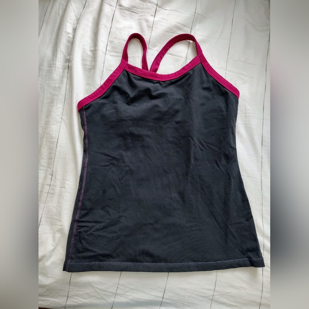 Lululemon Tri Y tank gray and magenta Size 10